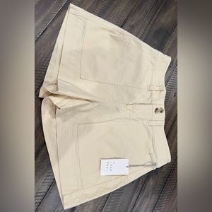 Twill shorts, size 4, zip fly, double button closure.